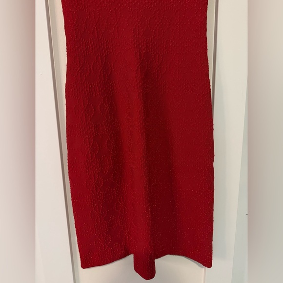 ALAIA Red Textured MIDI Scoop Neck Sleeveless A Line Dress Size 40 US 6 | 8 - Picture 15 of 16